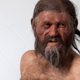 Recreación artística del aspecto probable de Ötzi en base a sus restos. Foto AP.